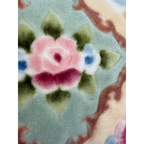 Vtg plush Floral Accent Pillow Fringe Texture Zipper 15x 15 Grannycore cottage - Picture 9 of 10